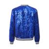 Freebily Girls Sequin Bomber Jacket Lightweight Sparkle Long Sleeve Zipper Jacket Coat for Kids Dancing Club Party Top Royal Blue 16 Years view 4
