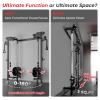 Mikolo Folding Squat Rack, Wall Mounted Power Rack with Cable Crossover Machine & LAT Pull Down, Functional Trainer with 5 Adjustable Function Modes, No Function Interference (Black) view 3