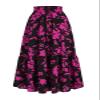 BARASA Summer High Elastic Waist Skirt for Women Casual Trendy Tie Front Flowy Ruffle Pleated Floral Print Long A Line Skirts 8627 Black Rose L view 3