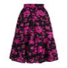 BARASA Summer High Elastic Waist Skirt for Women Casual Trendy Tie Front Flowy Ruffle Pleated Floral Print Long A Line Skirts 8627 Black Rose L view 4