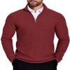COOFANDY Men's Knitted Pullover Sweaters Slim Fit Quarter Zip Sweater Lightweight Casual Long Sleeve Sweater Wine Red view 1
