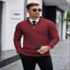COOFANDY Men's Knitted Pullover Sweaters Slim Fit Quarter Zip Sweater Lightweight Casual Long Sleeve Sweater Wine Red view 4