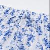 BARASA Women's High Elastic Waist Skirt Casual Summer Trendy Pleated Beach Tie Front Flowy Ruffle Floral Print Long A Line Cute Boho Skirts 8627 Royal White S view 2