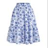 BARASA Women's High Elastic Waist Skirt Casual Summer Trendy Pleated Beach Tie Front Flowy Ruffle Floral Print Long A Line Cute Boho Skirts 8627 Royal White S view 3