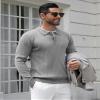 COOFANDY Mens Knit Polo Shirts Casual Long Sleeve Classic Polo Shirts Button Down Golf Shirts view 3