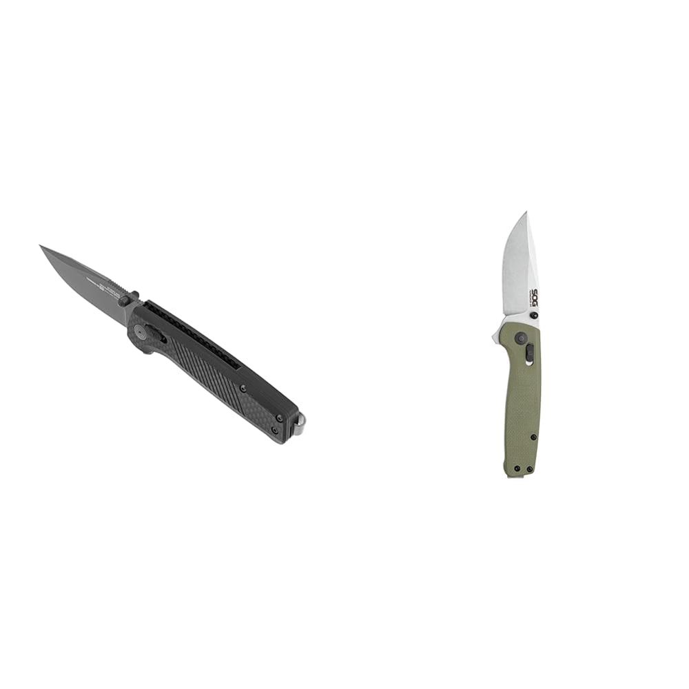 SOG Terminus XR LTE Carbon Fiber Folding Knife Bundle Hunting 2.95" High Carbon Steel EDC Folding Knife