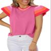 SHEWIN Womens Spring Fashion 2026 Cap Sleeve Cute Tops Loose Crewneck Pullover Sweater Casual Lightweight Knit Summer Sweaters for Women Hot Pink XXL view 1