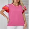 SHEWIN Womens Spring Fashion 2026 Cap Sleeve Cute Tops Loose Crewneck Pullover Sweater Casual Lightweight Knit Summer Sweaters for Women Hot Pink XXL view 3