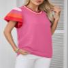 SHEWIN Womens Spring Fashion 2026 Cap Sleeve Cute Tops Loose Crewneck Pullover Sweater Casual Lightweight Knit Summer Sweaters for Women Hot Pink XXL view 4