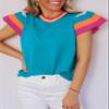 SHEWIN Sweaters for Women 2026 Lightweight Knitted Spring Tops Casual Crew Neck Short Sleeve Sweater Loose Fit Womens Cute Top Vacation Outfits for Women Blue XL view 2
