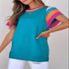 SHEWIN Sweaters for Women 2026 Lightweight Knitted Spring Tops Casual Crew Neck Short Sleeve Sweater Loose Fit Womens Cute Top Vacation Outfits for Women Blue XL view 3
