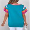 SHEWIN Sweaters for Women 2026 Lightweight Knitted Spring Tops Casual Crew Neck Short Sleeve Sweater Loose Fit Womens Cute Top Vacation Outfits for Women Blue XL view 4