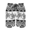 Sea Turtle Striped Men's Swim Trunks Retro Ethnic Sport Shorts Tribal Beach Shorts Swimwear Bathing Suits with Pockets Black White xx_l view 1