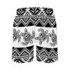 Sea Turtle Striped Men's Swim Trunks Retro Ethnic Sport Shorts Tribal Beach Shorts Swimwear Bathing Suits with Pockets Black White xx_l view 4
