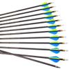 ACCMOS 12pc 30-Inch Spine-800 Arrow Removable Tips Targeting Hunting Arrow Plastic Fletching 2 Inch Vane Carbon Arrows for Compound Bow Recurve Bow Adult Youth Archery Blue Yellow view 1
