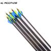 ACCMOS 12pc 30-Inch Spine-800 Arrow Removable Tips Targeting Hunting Arrow Plastic Fletching 2 Inch Vane Carbon Arrows for Compound Bow Recurve Bow Adult Youth Archery Blue Yellow view 3