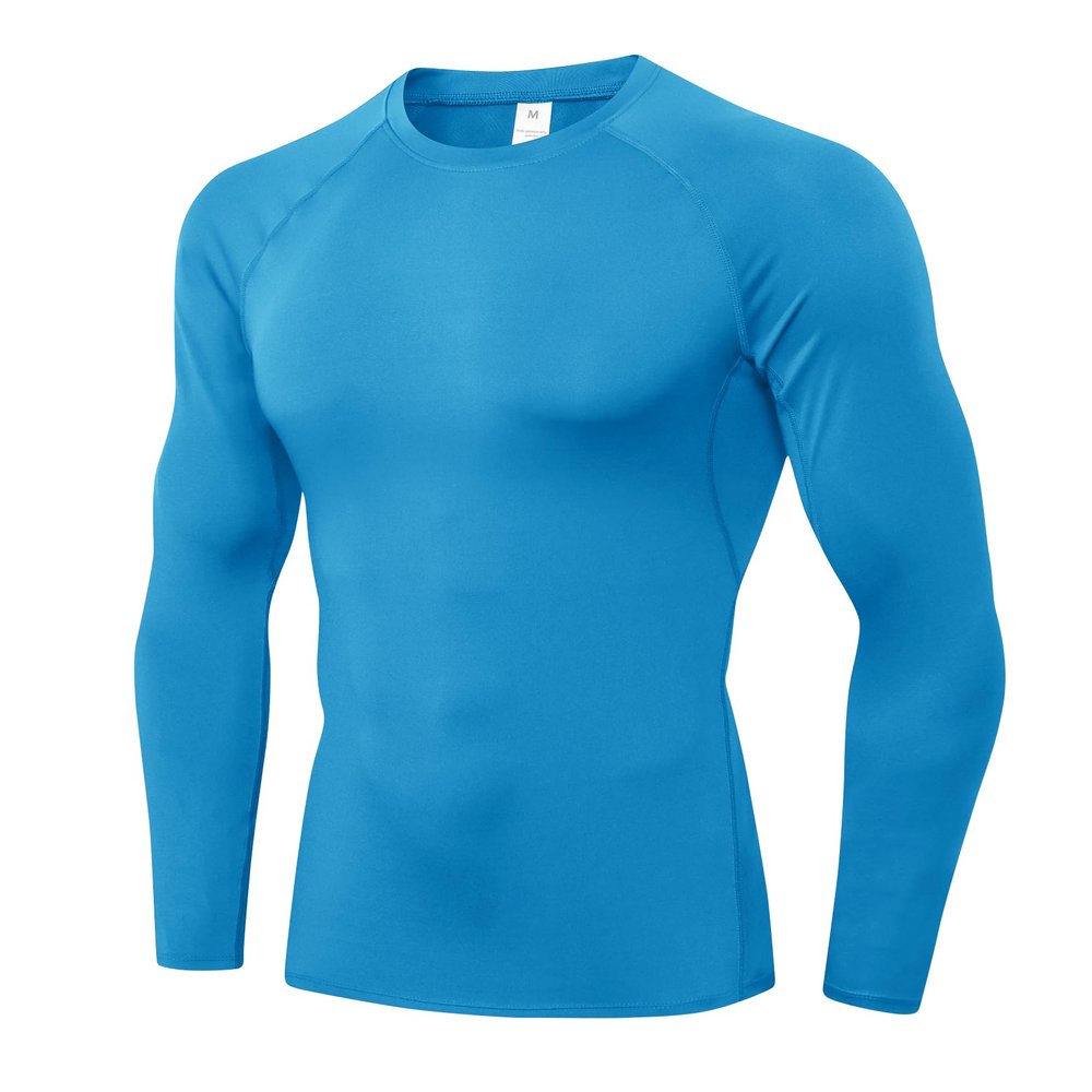SPVISE Blue Men's Compression Shirt Long Sleeve Athletic Base Layer Undershirts Sports T Shirts Workout Tops for Men Running