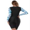 HULIJA Womens Long Sleeve One Piece Swimsuit Tummy Control Shorty Wetsuit Hawaiian Beachwear Bathing Suit Cyan Small view 4
