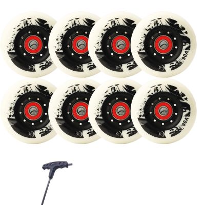 GXBHSP 8 Pack Inline Skate Wheels 72mm 76mm 80mm Inline Replacement Wheels with ABEC9 Bearing 90A Indoor Outdoor Inline Skate Wheels (White,76mm)