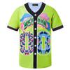 HOPSHION 90s Bel Air Baseball Jersey for Women Button Down Hip Hop Clothing Outfits HP004-#00-Green-L view 1