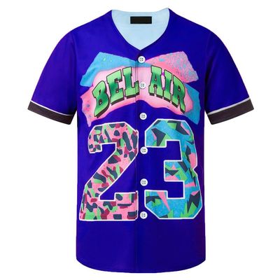 HOPSHION 90s Bel Air Baseball Jersey for Women Button Down Hip Hop Clothing Outfits HP006-#23-Purple-S