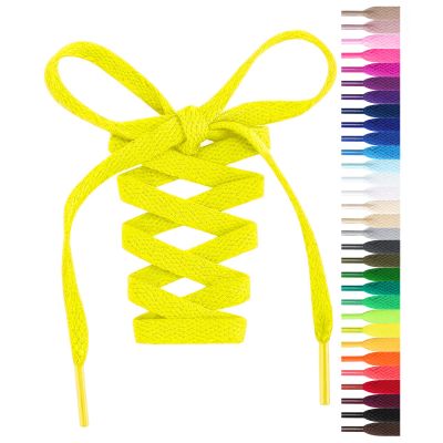 Handshop Flat Shoelaces 5/16" - Shoe Laces Replacements For Sneakers and Athletic Shoes Boots Neon Yellow 137