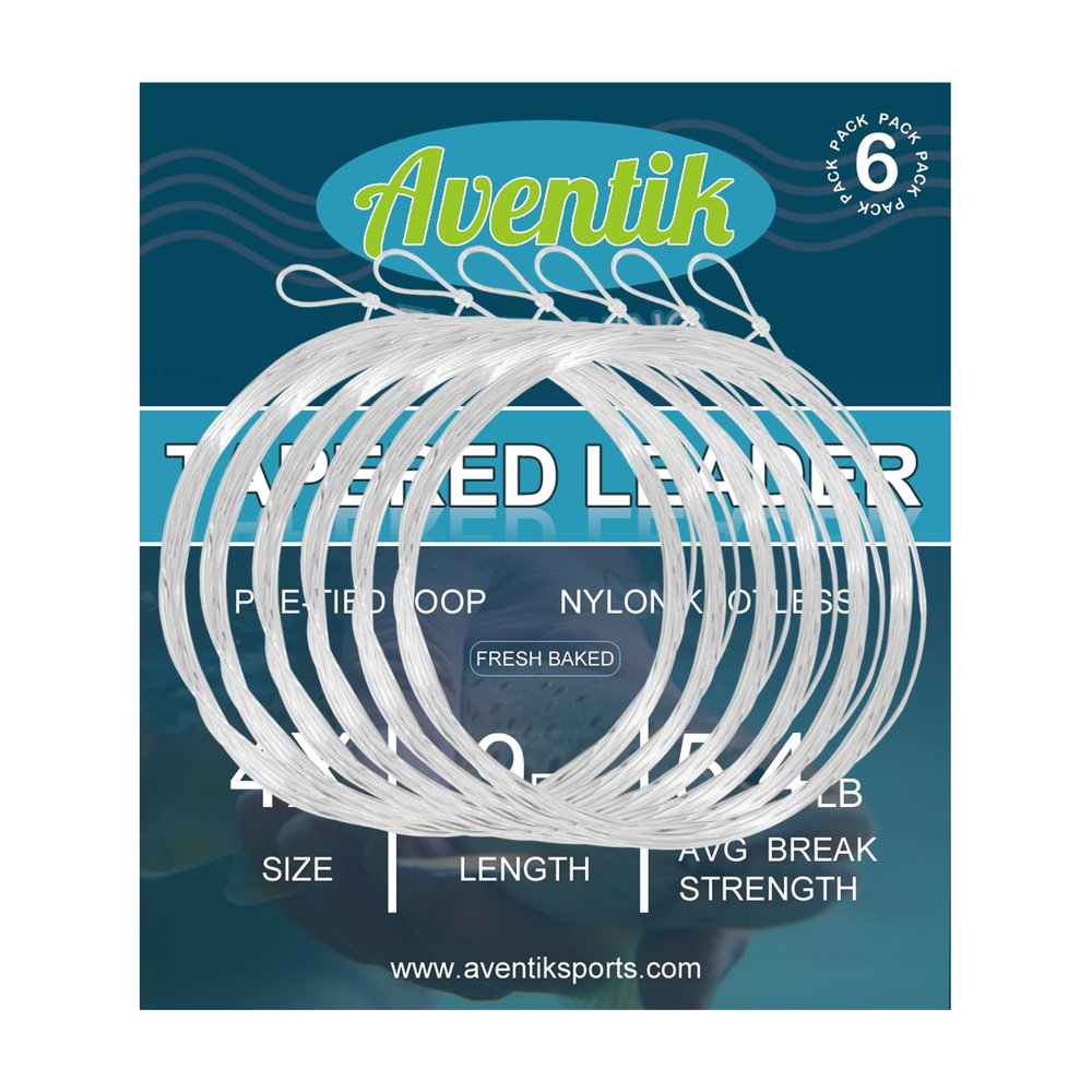 Aventik Fly Fishing Tapered Leader Pre-Tied Loop Fishing Leader Line 7.5FT 9.0FT 12FT 6/12 Pack Tensile Strength- Abrasion Resistance- Low Memory Freshwater Saltwater(9.0FT-12pcs, 6X-3.1LB)