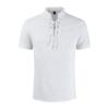 DGHM-JLMY Men's Lace-up Henley Shirts Stand-Up Collar Cotton Linen Lace-Up T-Shirt V Neck Athletic T-Shirt Tie Stand Collar (White,Small) view 1