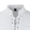 DGHM-JLMY Men's Lace-up Henley Shirts Stand-Up Collar Cotton Linen Lace-Up T-Shirt V Neck Athletic T-Shirt Tie Stand Collar (White,Small) view 2