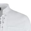 DGHM-JLMY Men's Lace-up Henley Shirts Stand-Up Collar Cotton Linen Lace-Up T-Shirt V Neck Athletic T-Shirt Tie Stand Collar (White,Small) view 3