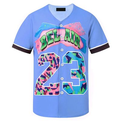 HOPSHION 90s Bel Air Baseball Jersey for Women Button Down Hip Hop Clothing Outfits HP006-#23-Blue-XXL