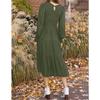 Generic Women's High Waist Puff Long Sleeve Dress Loose Empire Waist Swing Pleated Dresses Ruffle Shirred Flowy Mini Dress (Large,Army Green) view 3