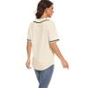 Women's Baseball Jerseys Blank Button Down V-Neck Softball Team Uniform Fashion Simple Wide Stripe Short Sleeve (Apricot,2XL,XX-Large) view 3