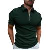 Ymosrh Polo Tshirt, Short Sleeve Zipper Business Casual Polos Lightweight Athletic Golf Tshirt Mens Big and Clothes Casual (3XL, Dark Green) view 1