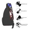 WSOIHFEC Sling Bag for Women Men Chest Bag Blue and white palm trees Crossbody Bag Small Sling Backpack Fanny Packs Hiking Daypack view 4