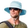 2 Pack Sun Hats for Men Women Fishing Hat UPF 50+ Breathable Wide Brim Summer UV Protection Hat Black/Blue view 2