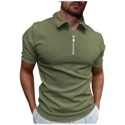 Ymosrh Polo Shirts, Short Sleeve Zipper Business Casual Polos Lightweight Athletic Golf Tshirt Big and Tall Shirts Clothes (4XL, Army Green)