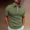 Ymosrh Polo Shirts, Short Sleeve Zipper Business Casual Polos Lightweight Athletic Golf Tshirt Big and Tall Shirts Clothes (4XL, Army Green) view 2