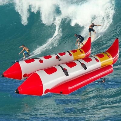 Hlixzoy Inflatable Water Banana Boat, Water Towing Banana Boat/Water Surfing Flying Fish Inflatable Boat/Suitable for Water Entertainment for Adults and Children,4 People