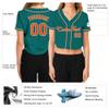Custom Women's Cropped Baseball Jersey,Personalized Crop Top Button Down T-Shirts Short Sleeve V-Neck Blouse Button Up Jersey view 2