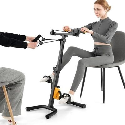 Pedal Exerciser Bike for Hand Arm Leg and Knee, 14-47in Height Adjustable Fitness Equipment for Seniors, Foldable Exercise Bike for Total Body