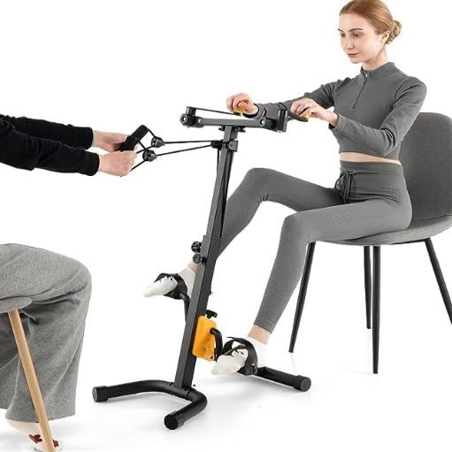 Pedal Exerciser Bike for Hand Arm Leg and Knee, 14-47in Height Adjustable Fitness Equipment for Seniors, Foldable Exercise Bike for Total Body