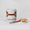 SMIZE Manchester United Set of Mug, Keychain, and Badge | 350 ml Ceramic Mug | Microwave Safe and Freezer Safe | Gift for Fans | Durable & Stylish, 11 Ounce, White, Smize01ManUnited view 2
