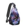 WSOIHFEC Sling Bag for Women Men Chest Bag Blue and purple flowers Crossbody Bag Small Sling Backpack Fanny Packs Hiking Daypack view 1