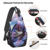 WSOIHFEC Sling Bag for Women Men Chest Bag Blue and purple flowers Crossbody Bag Small Sling Backpack Fanny Packs Hiking Daypack view 3