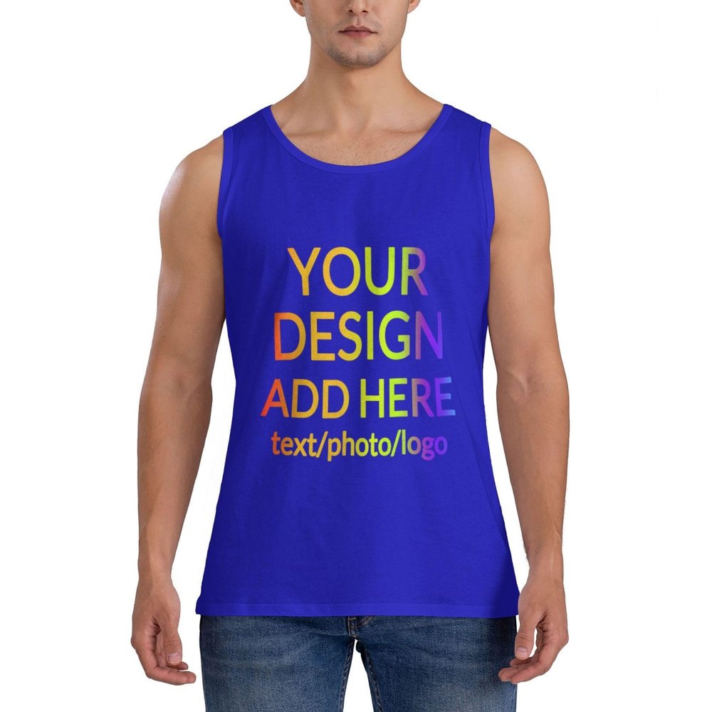 Custom Sleeveless Shirts Tank Tops, Personalized T Shirt with Your Own Text/Image/Logo,Customize Shirt Your Design for Gift X-Large Blue