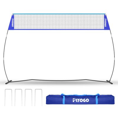 PLYOGO Volleyball Net, 14FT Portable Volleyball Net for Backyard, Adjustable Height and Instant Setup, Professional Freestanding Training Practice Set for Indoor and Outdoor with Carry Bag