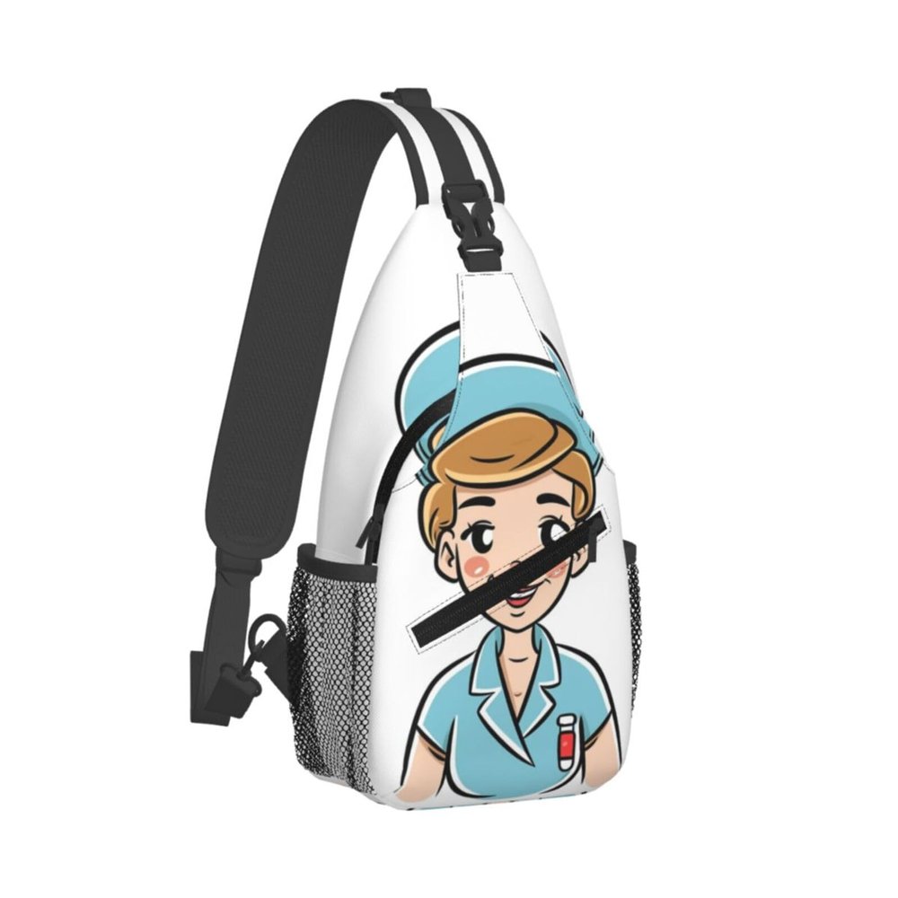 WSOIHFEC Sling Bag for Women Men Chest Bag Cartoon nurse image Crossbody Bag Small Sling Backpack Fanny Packs Hiking Daypack