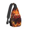 WSOIHFEC Sling Bag for Women Men Chest Bag Basketball logo with flames Crossbody Bag Small Sling Backpack Fanny Packs Hiking Daypack view 1