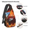 WSOIHFEC Sling Bag for Women Men Chest Bag Basketball logo with flames Crossbody Bag Small Sling Backpack Fanny Packs Hiking Daypack view 3